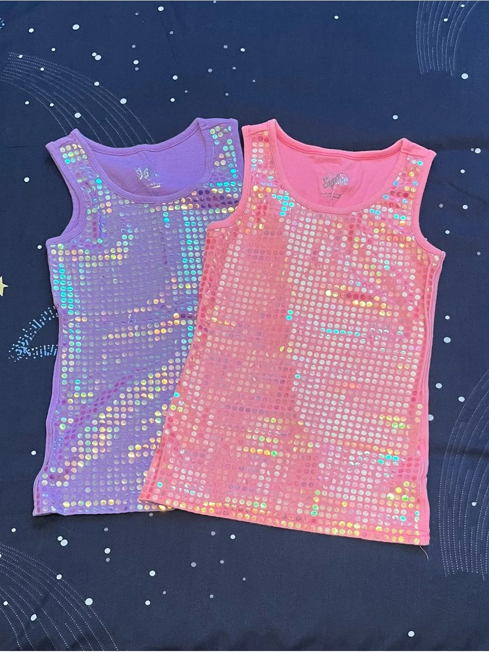 Girls Sz 8 Bundke of 2 Justice Sequin Tank Tops Pink and Purple